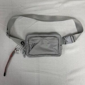 Iris Multi Pocket Crossbody Bag Grey Minimalist Utility Fanny Pack Silver Tone